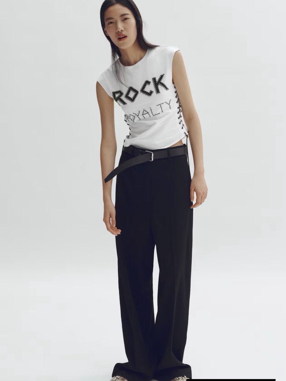 Stella McCartney- H&M White 'Rock' Lace-Up Crop Top